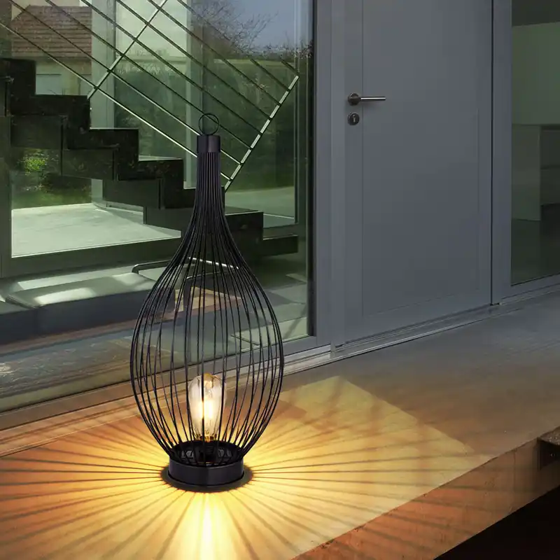 Beperkt Aanbod LED-zonnelamp, zwart metaal, amber, IP44