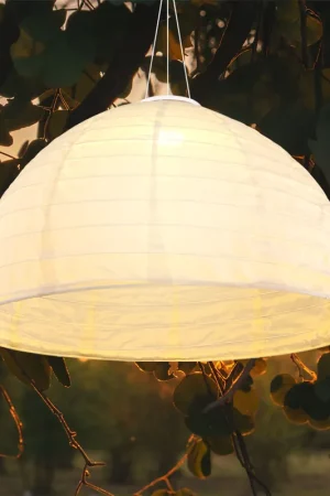 LED solar hanglamp, wit linnen, 30 cm Goedkoop