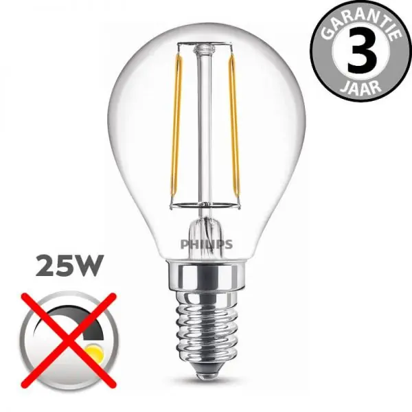 Philips LEDclassic kogellamp 25 watt (2W) E14 | Helder Betrouwbaar