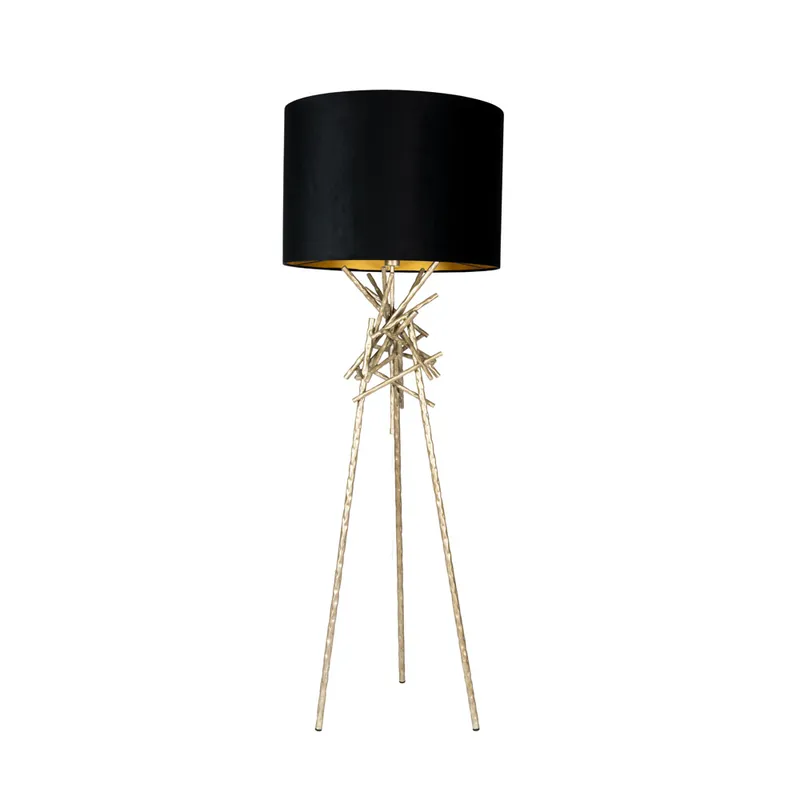Dagaanbieding Vloerlamp Brut ambachtelijk zilver in organische design met takkenstructuur en zwarte kap