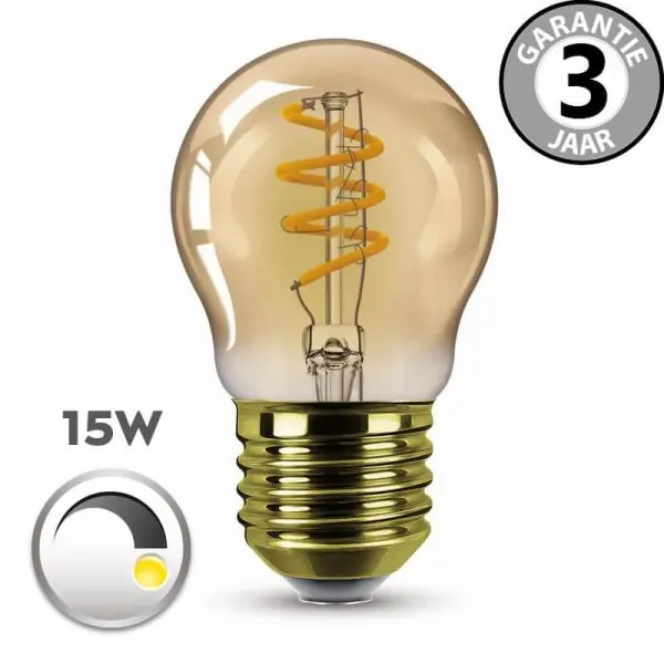 LEDclassic kogel GOLD SPIRAL DECO 15 watt (2,5W) E27 dimbaar Laatste Versie