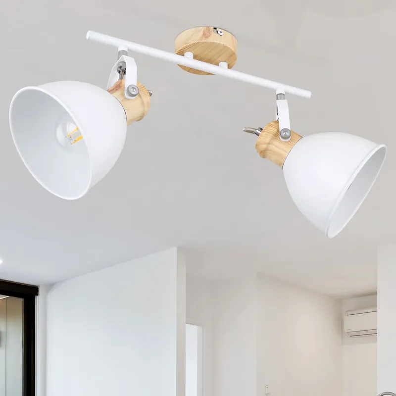Plafondlamp, 2-vlam, hout-look, lengte 35 cm Populair