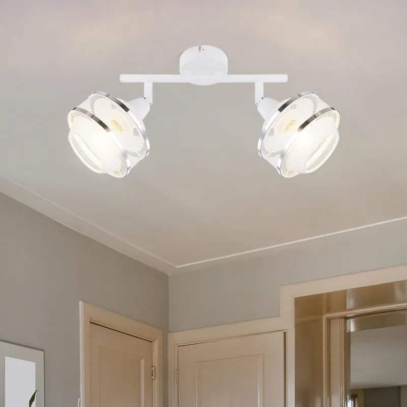 Lage Kosten Plafondlamp, 2-vlam, zwenkbare spot, metalen rooster