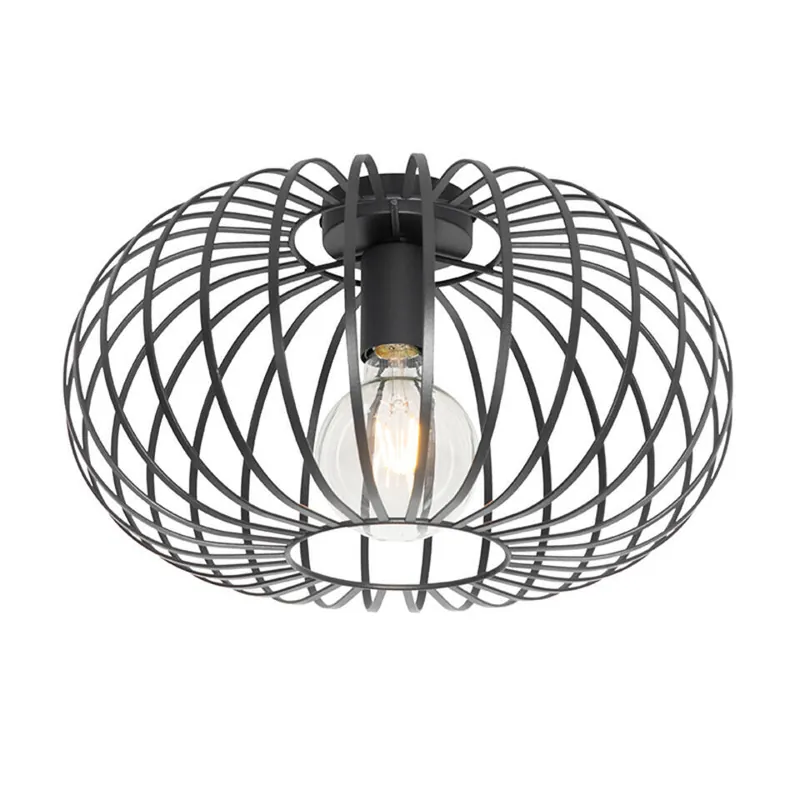 Qazqa plafondlamp johanna zwart e27 Flitsaanbieding