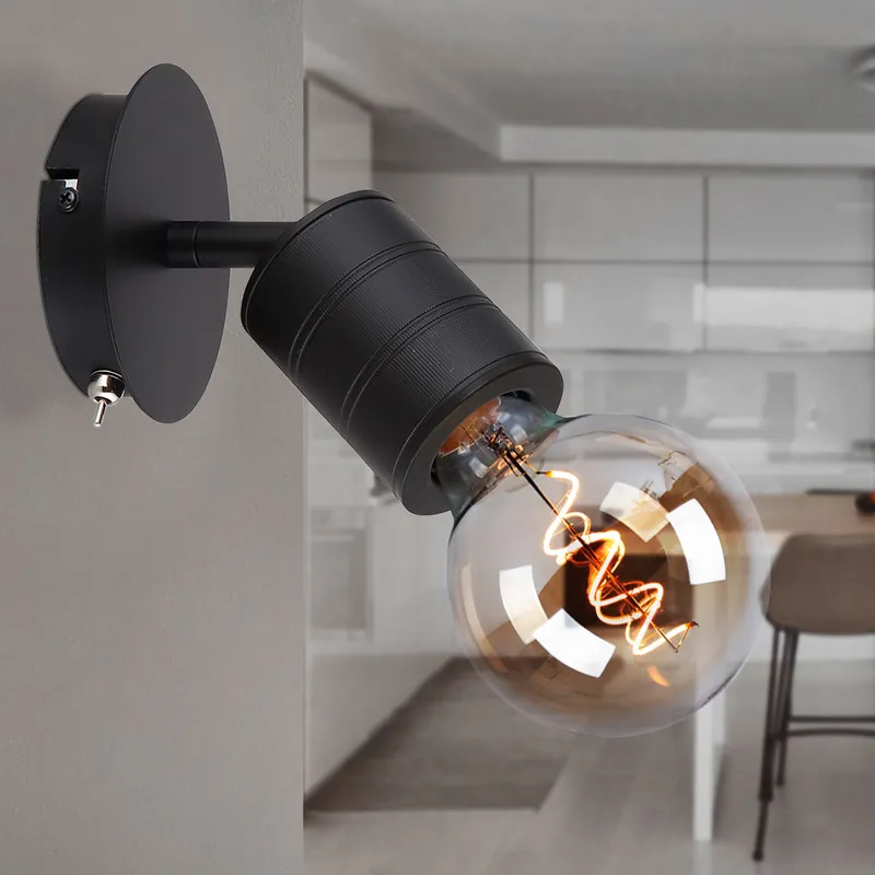 Koop Online Wandlamp, zwart aluminium, beweegbare spot, H 14,5 cm