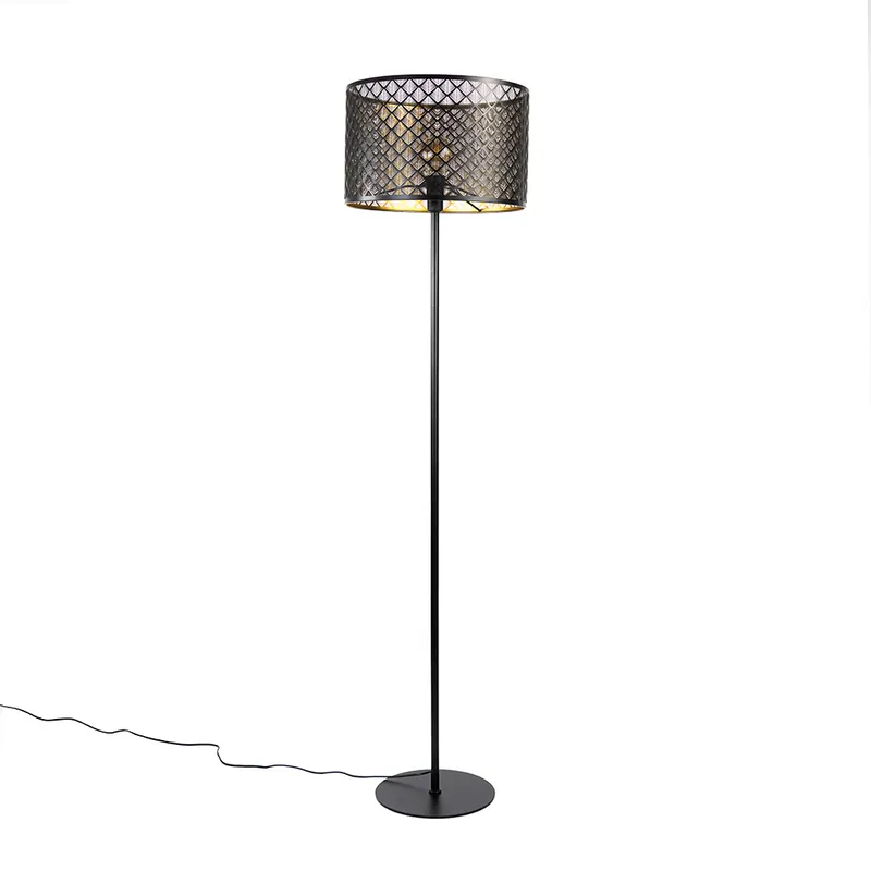 Lage Kosten Vloerlamp met kap – Zwart/Goud