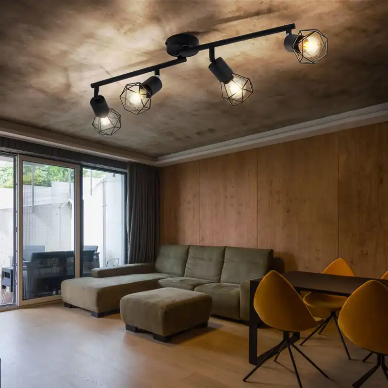 Plafondlamp, zwart, verstelbare spot, L 60 cm, XARA I Op = Op