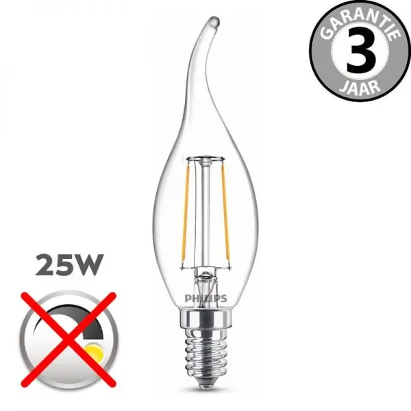 Philips LEDclassic tipkaarslamp 25 watt (2W) E14 | Helder Gratis Verzending
