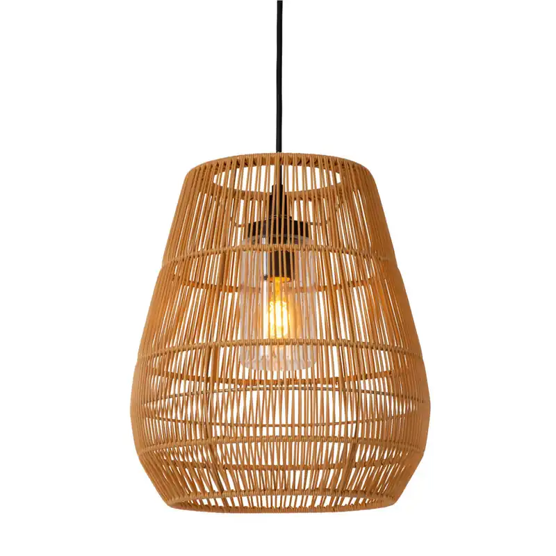 Lucide NERIDA - Hanglamp Binnen/Buiten - Ø 35 cm - 1xE27 - IP44 - Geschikt voor vide en hoge plafonds - Naturel Merkproduct