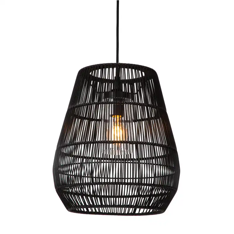 Gratis Retour Lucide NERIDA - Hanglamp Binnen/Buiten - Ø 35 cm - 1xE27 - IP44 - Geschikt voor vide en hoge plafonds - Zwart