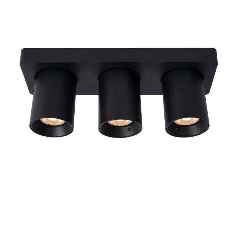 Lucide NIGEL - Plafondspot - LED Dim to warm - GU10 - 3x5W 2200K/3000K - Zwart Meest Verkocht
