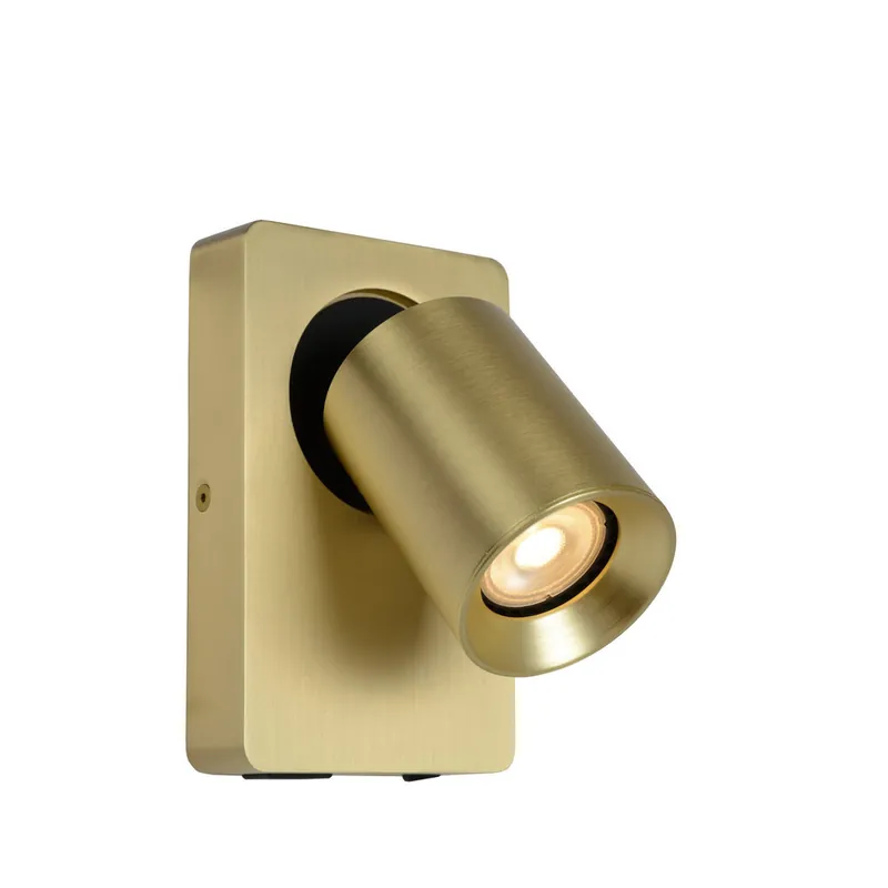 Gecertificeerd Lucide NIGEL - Bedlamp / Wandlamp - LED Dim to warm - GU10 - 1x5W 2200K/3000K - Met USB oplaadpunt - Mat Goud / Messing