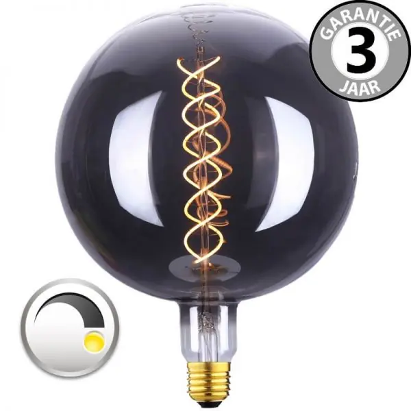 LED GIANT CURVE SMOKE DECO 4 watt E27 dimbaar | Globe 20 cm Finale Uitverkoop