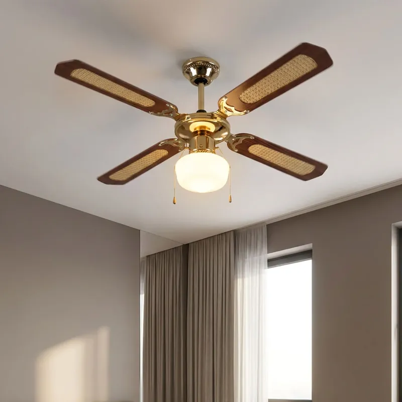 Plafondventilator, trekschakelaar, glas, MDF, 105 cm Laatste Versie