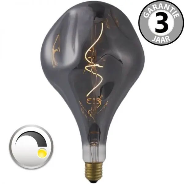LED GIANT CURVE SMOKE DECO 4 watt E27 dimbaar | Gedeukte peer 16 cm Gratis Verzending