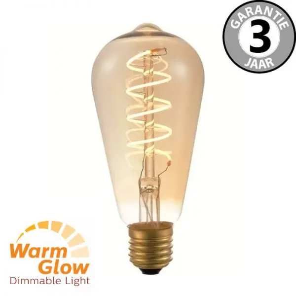 Beperkt Aanbod LED Rustika CURVE GOLD DIMTONE 6 watt E27 | WARMGLOW dimbaar