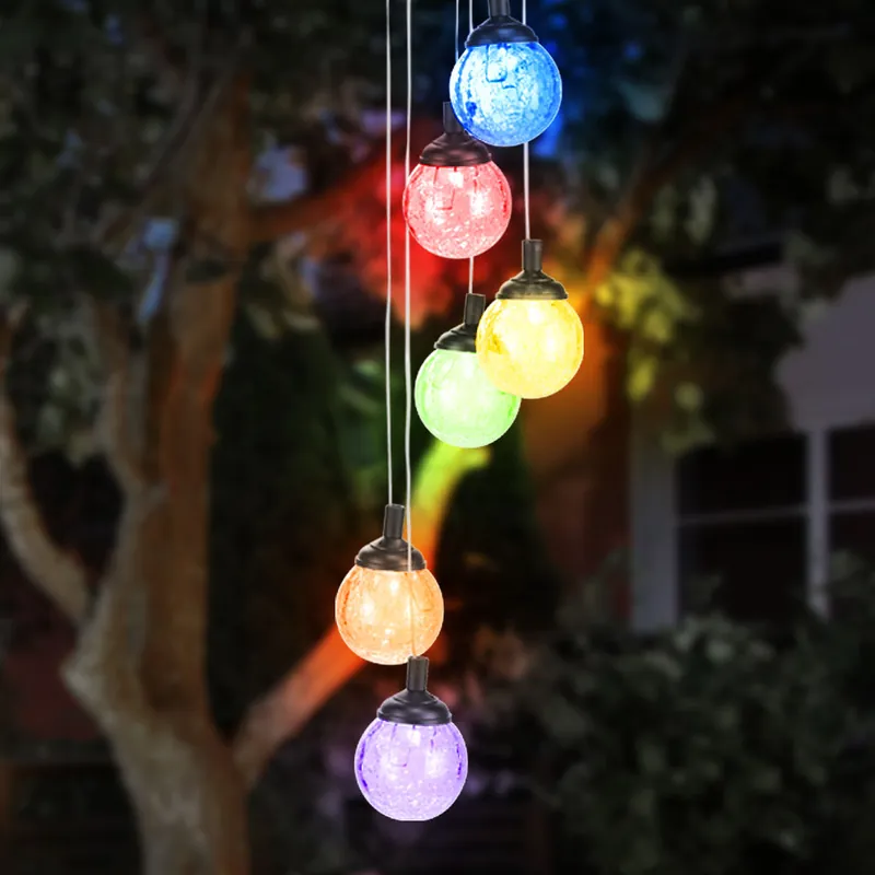 RGB LED windgong op zonne-energie, glazen kralen die van kleur veranderen, H 60 cm Koop Vandaag