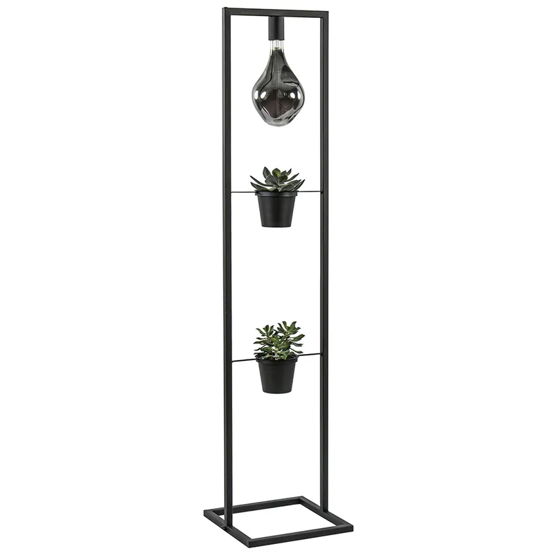 Koop Vandaag Vloerlamp zwart frame met bloempotjes