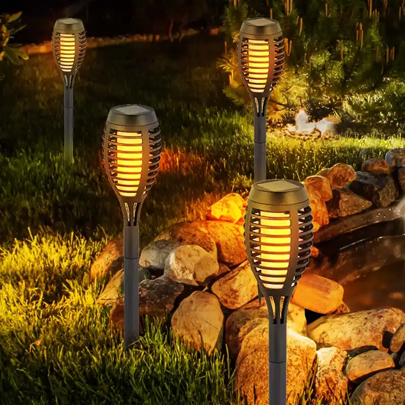 Set van 4 LED solarlampen, zwart , H 50 cm VT-724 Laatste Versie