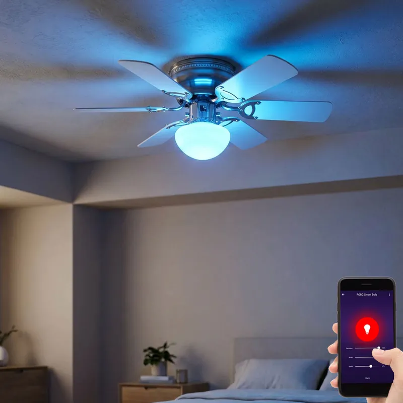 Hoge Kwaliteit RGB LED plafondventilator met app en stembediening