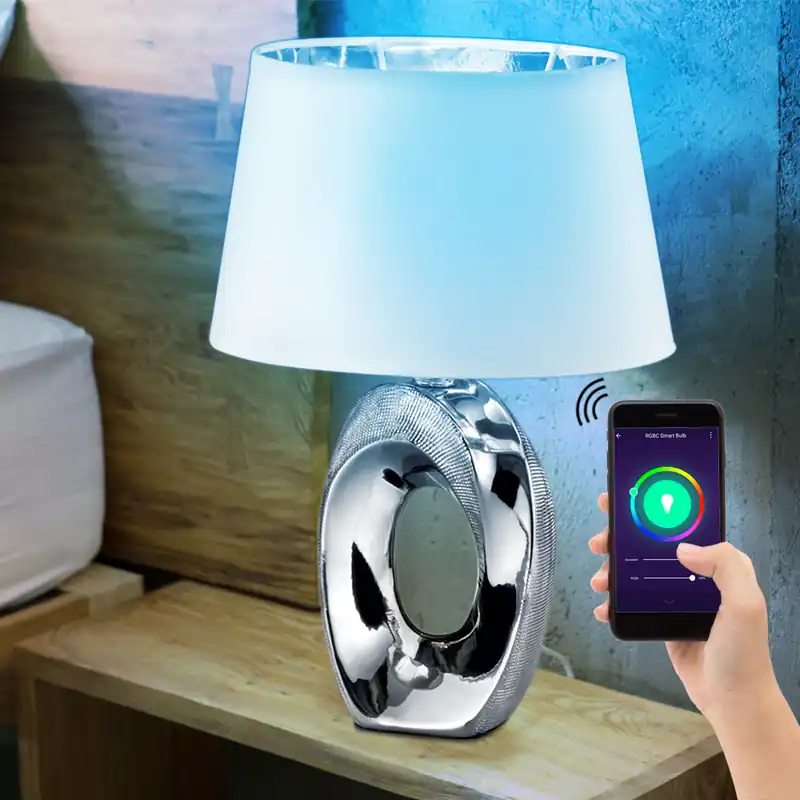 RGB LED tafellamp, textiel, keramiek, app en spraakbesturing Alleen Vandaag