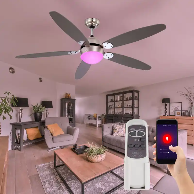 Gratis Retour RGB LED plafondventilator, app- en stembediening