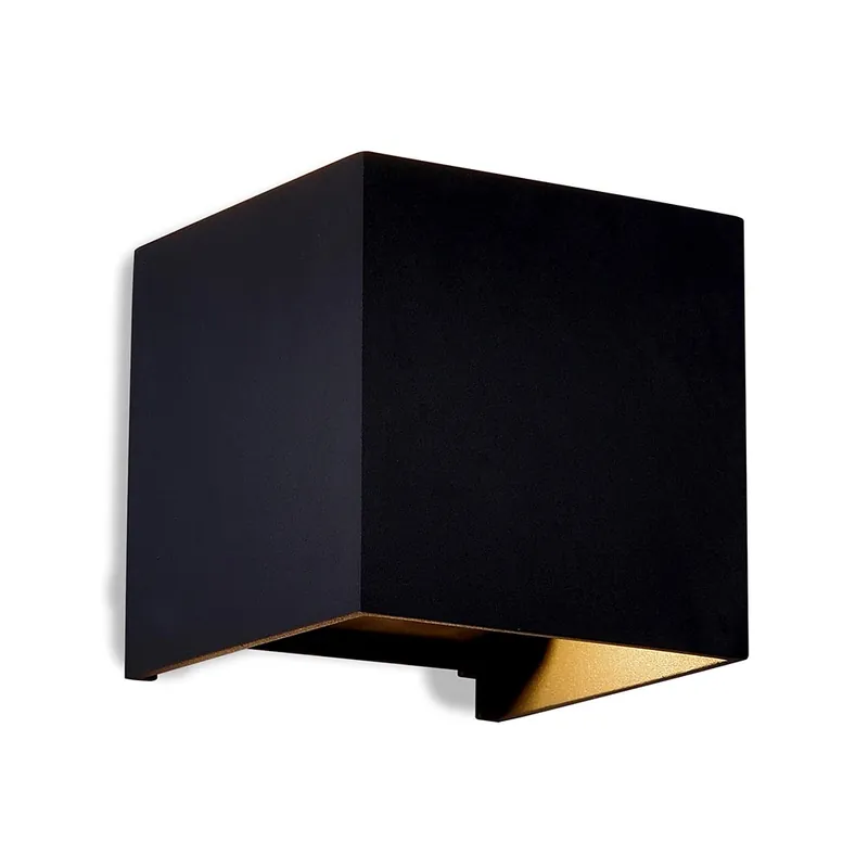 Premium Wandlamp Davos kubus zwart IP54 2700k