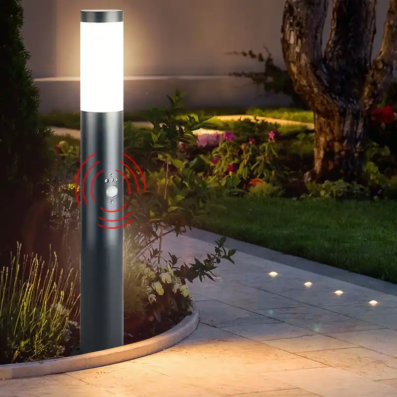 Hoge Kwaliteit Vloerlamp, roestvrij staal, bewegingsmelder, H 80 VT-838-GS80