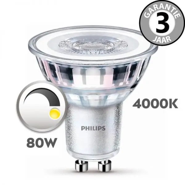 Philips LEDclassic GU-10 80 watt (6,2W) neutraal wit 4000K | Dimbaar Alleen Vandaag