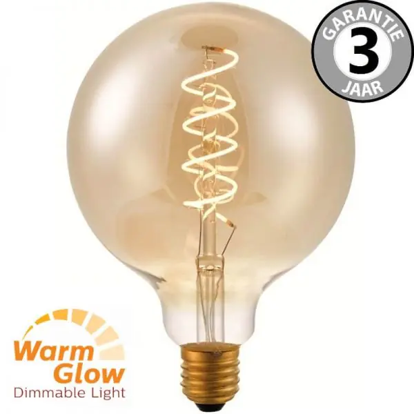 Alleen Vandaag LED globe 125mm CURVE GOLD DIMTONE 6 watt E27 | WARMGLOW dimbaar