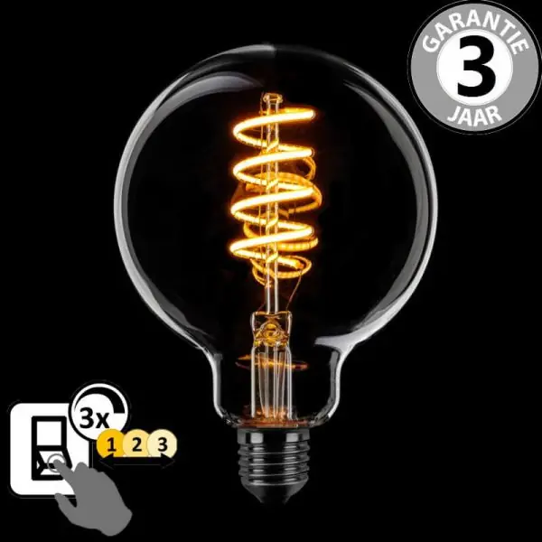 LED Globe 95mm 3-standen CURVE HELDER E27 | Dimtone + Memory Flitsaanbieding