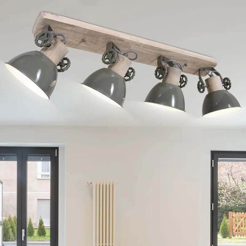 Koopje Plafondlamp, hout, verstelbare spot, L 74 cm, GEARWOOD