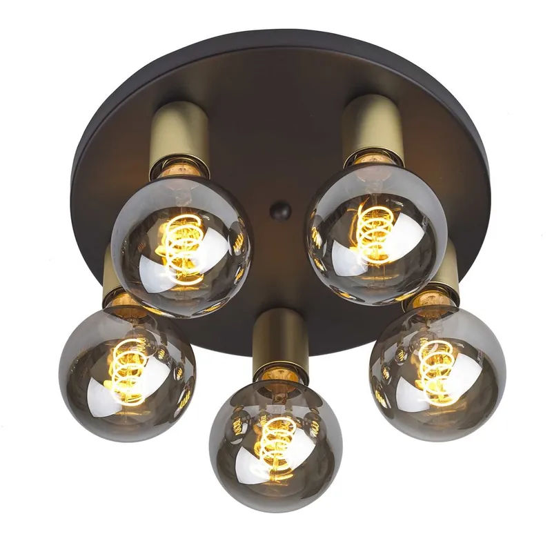 Ylumen Plafondlamp Basiq 5 lichts Ø 30 cm excl. E27 zwart goud Betaalbaar