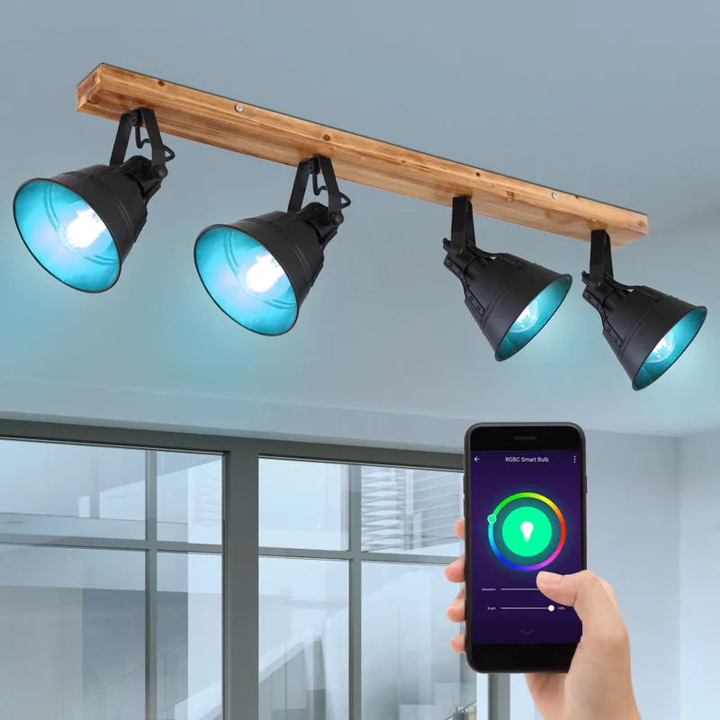 RGB LED plafondlamp, zwart, beweegbare spots, app- en stembediening Bestel Nu