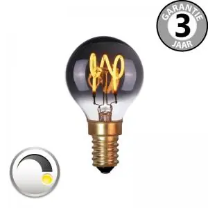 Laatste Versie LED kogellamp CURVE SMOKE DECO 4 watt E14 dimbaar