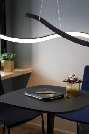 Koop Vandaag LED hanglamp, gebogen, roestkleurig, H 160 cm, HEDI