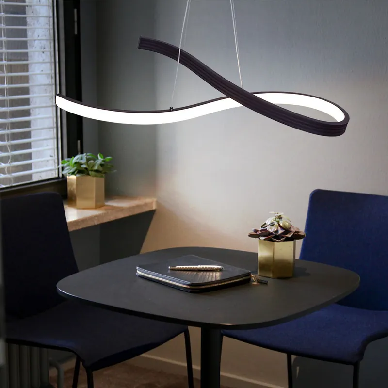 Koop Vandaag LED hanglamp, gebogen, roestkleurig, H 160 cm, HEDI