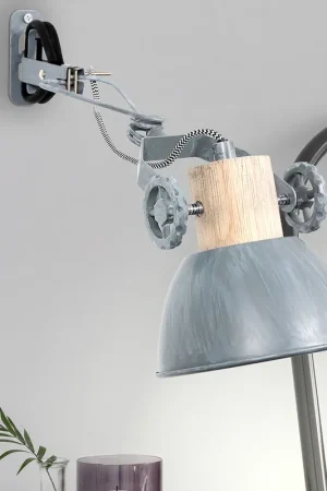 Must-Have Wandlamp, eikenhout, metaal, grijs, H 17 cm