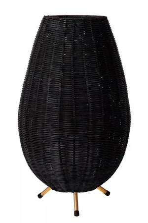 Zwarte rotan tafellamp met gouden driepoot Must-Have