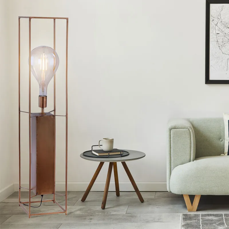 Staande lamp, kooilook, messing, h 99 cm Korting