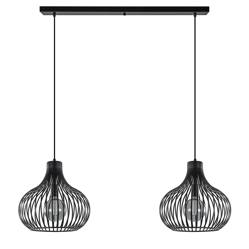 2-Lichts moderne hanglamp draad zwart Laatste Versie