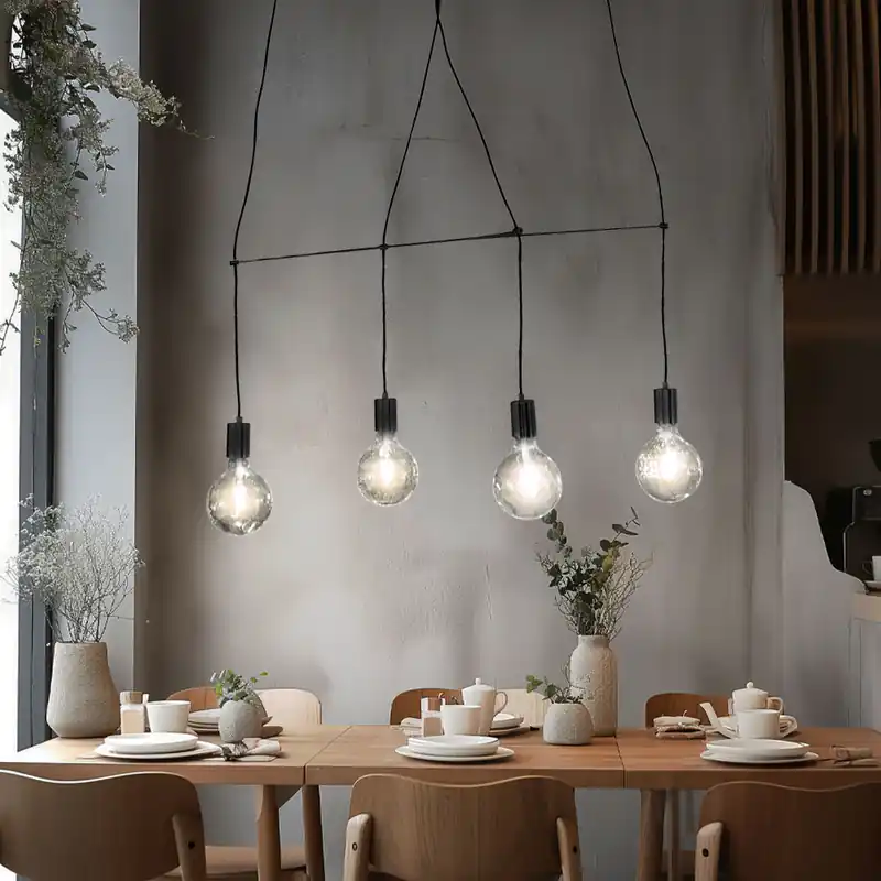 Goedkoop Hanglamp, zwart frame, H 150 cm