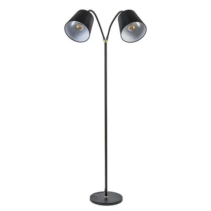 2-Lichts vloerlamp zwart/goud met flexibele armen Fabrieksprijs