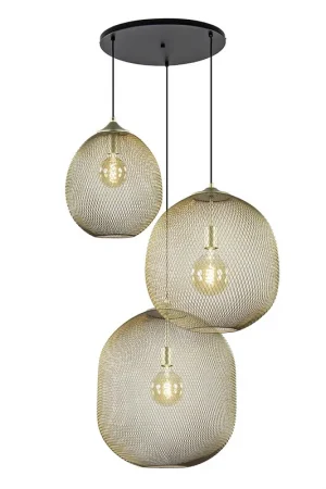 3-Lichts ronde hanglamp goud/mat zwart Voordeelprijs