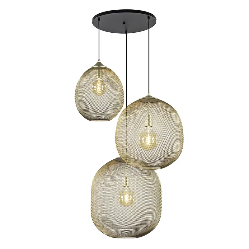 3-Lichts ronde hanglamp goud/mat zwart Voordeelprijs