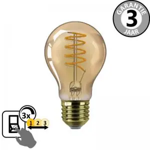 Betrouwbaar LED standaardlamp 3-standen CURVE GOLD E27 | 2200K + Memory