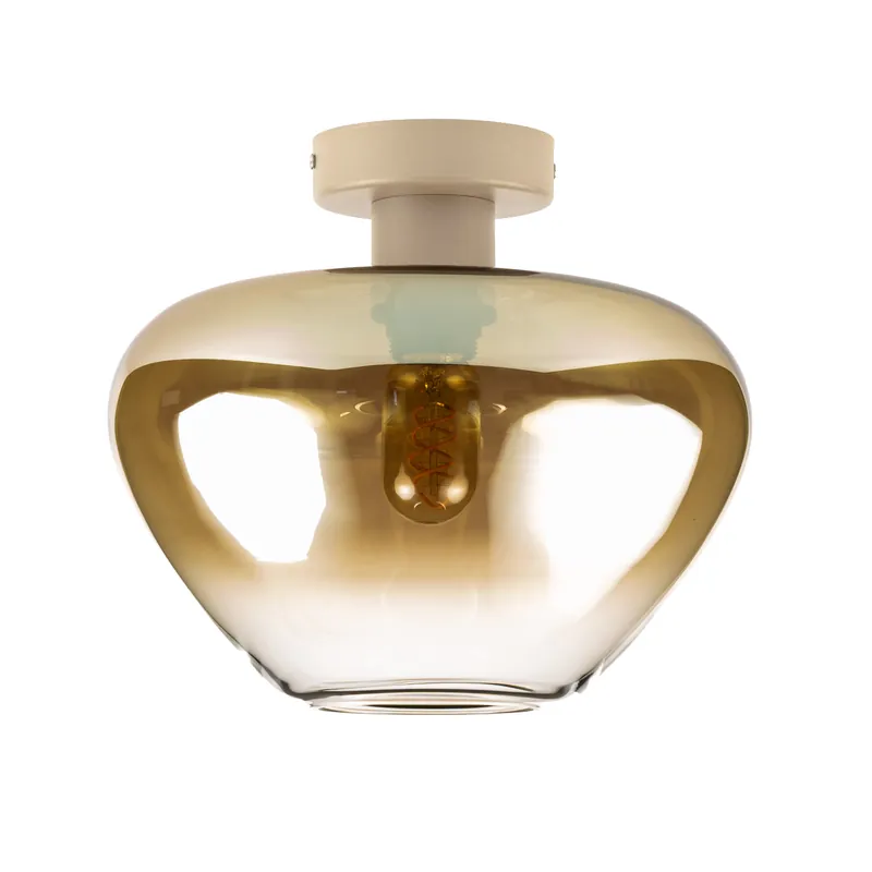 Genua plafondlamp beige met amber glas Bestel Nu