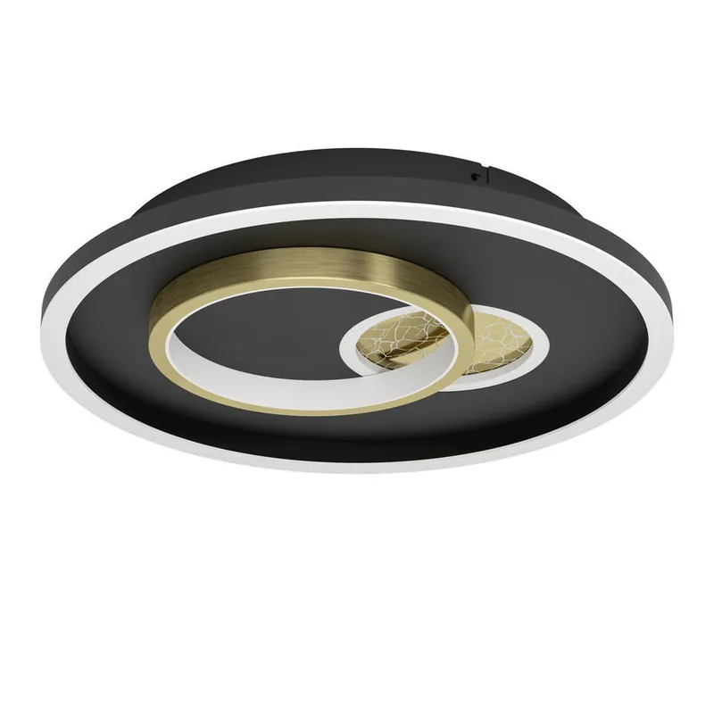 EGLO Tiriolo Plafonnière - LED - Kunststof - Zwart/Goud Op = Op