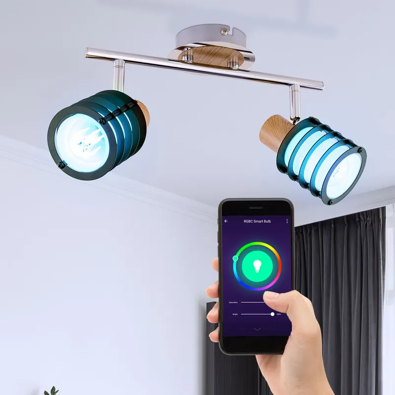RGB LED plafondlamp, chroom, glas, L 28 cm, app-bediening Hete Deal