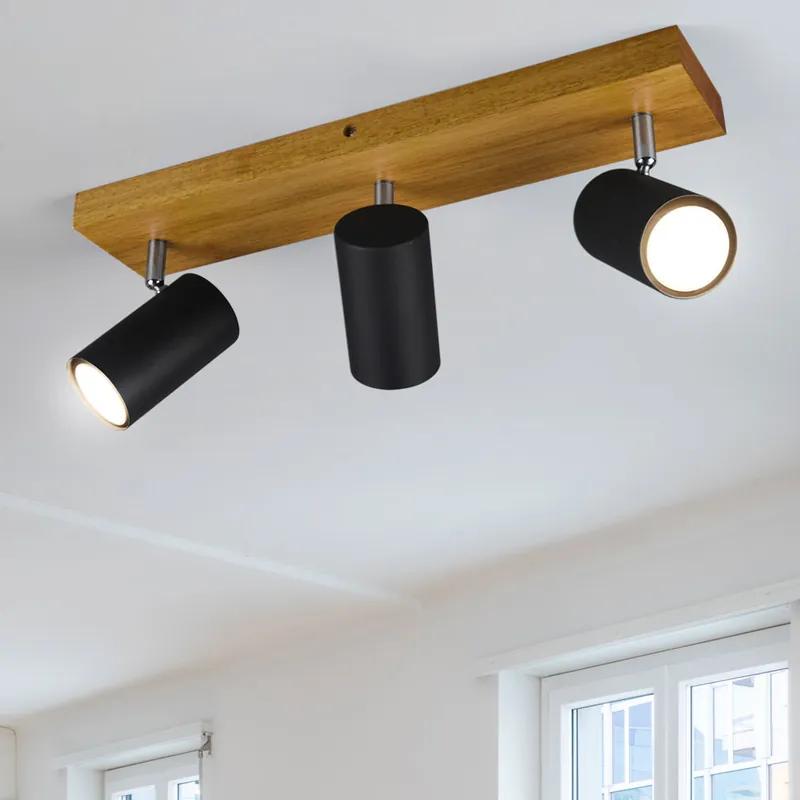 Plafondspot, hout, verstelbare spots L 44 cm Finale Uitverkoop